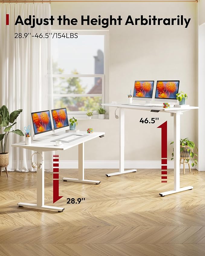 SANODESK Electric Standing Desk 71 x 32 Inches, Height Adjustable Sit Stand with Large Splice Board Desktop for Home Office, Computer Workstations，Memory Ergonomic Computer Desk, White Frame/White Top