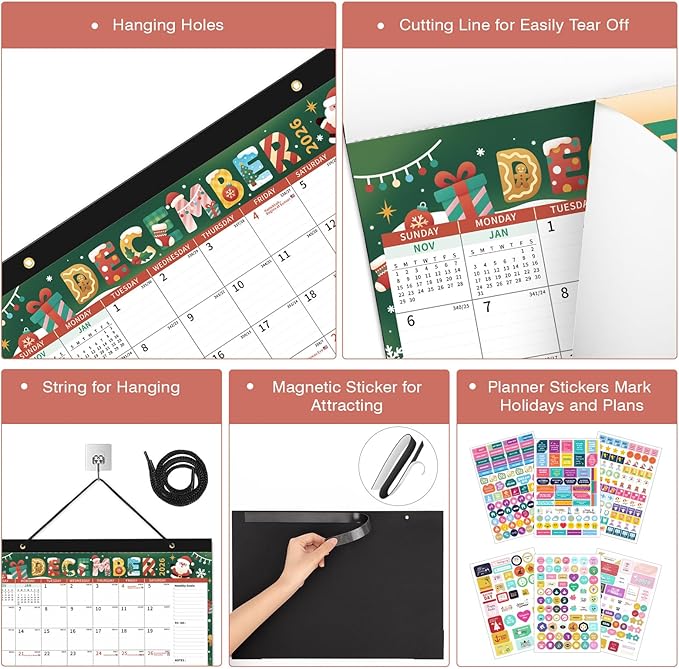 Ospelelf 2026-2027 Calendar Magnetic Desk Wall Desktop Monthly Planner from January 2026 - June 2027 Large To Do Pad with Plastic Cover for Office 17" X 12" Season