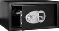 Amazon Basics Steel Security Safe and Lock Box with Programmable Electronic Keypad, for Valuables, Cash, Jewelry, Documents, Black, 1 Cubic Foot, 16.9-x-14.6-x-9.1-inches (WxDxH)