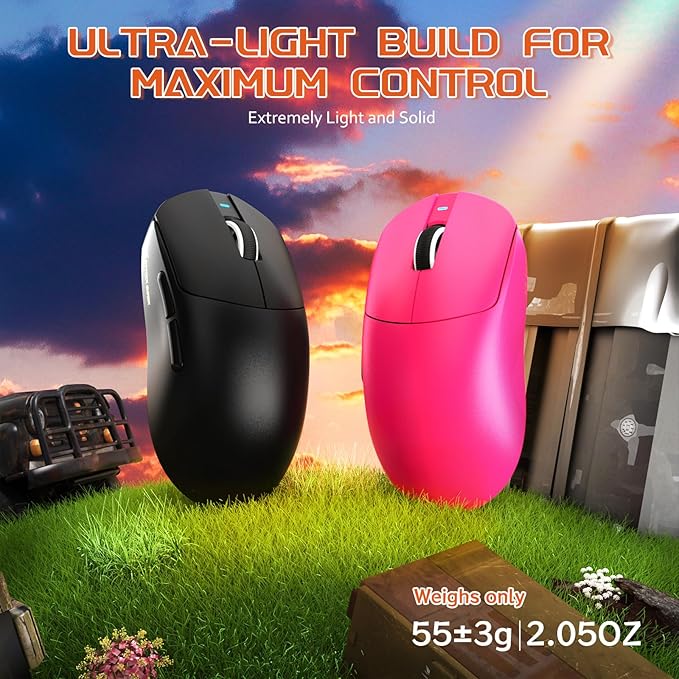 MAMBASNAKE×Attack Shark X8 Plus Wireless Gaming Mouse,Tri-Mode Connection,40000 DPI Ultra Lightweight,PAW3395PRO Sensor,150h Battery Life,5 programmable Buttons for Windows/Mac/Linux/XP-Black
