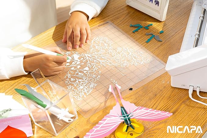 Nicapa Cutting Mat for Silhouette Cameo 3/2/1 Strong-Grip,12x12 inch 3pack) Adhesive&Sticky Non-Slip Flexible Square Gridded Purple Cut Mats Replacement Accessories Set matts Vinyl Craft Sewing