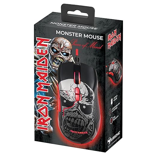 SUBSONIC Iron Maiden Wired Gaming Mouse - 7200 Dpi Optical Sensor Gaming Mouse - Ergonomic Shape - 7 Programmable Buttons - Officially Licensed Gift