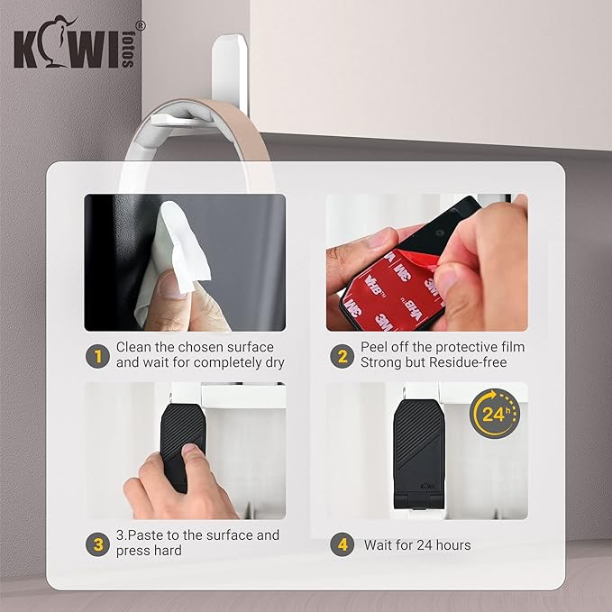 KIWIFOTOS 2 Pack Adhesive Desk Headphone Hanger, PC Gaming Headset Holder Stand, Adhesive Holder Mount for Wall, Foldable Headphones Hook Mount Under Desk - White,Two Pack
