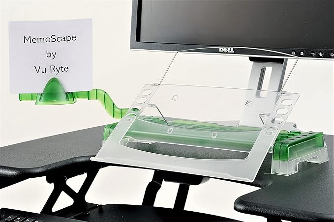 MemoScape Adjustable in-Line Document Holder for Typing | Reduces Neck Strain, Improves Focus, Boosts Desk Organization, and Workflow | Paper Holder Stand for Desk and Home Office - Green (VUR 5020)