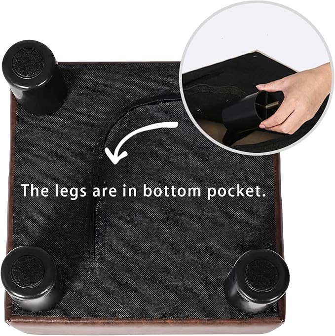 Joveco 12.6" Square Foot Rest for Under Desk PU Leather Foot Stool for Home and Office (Brown PU)