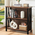 HOMISSUE Bookshelf, 3-Tier Rustic Small Bookcase, Industrial Shelf Bookshelf with Engineered Wood Shelves, Low Bookcase with Storage, Small Shelf for Living Room, Bedroom and Office, Rustic Brown
