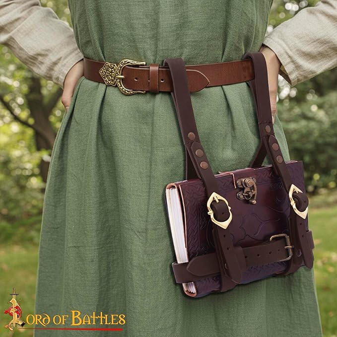 Lord of Battles Adventurer's Book or Diary Holder Handcrafted from Genuine Leather 13x18cm (Leather Journal with Brown Holder)