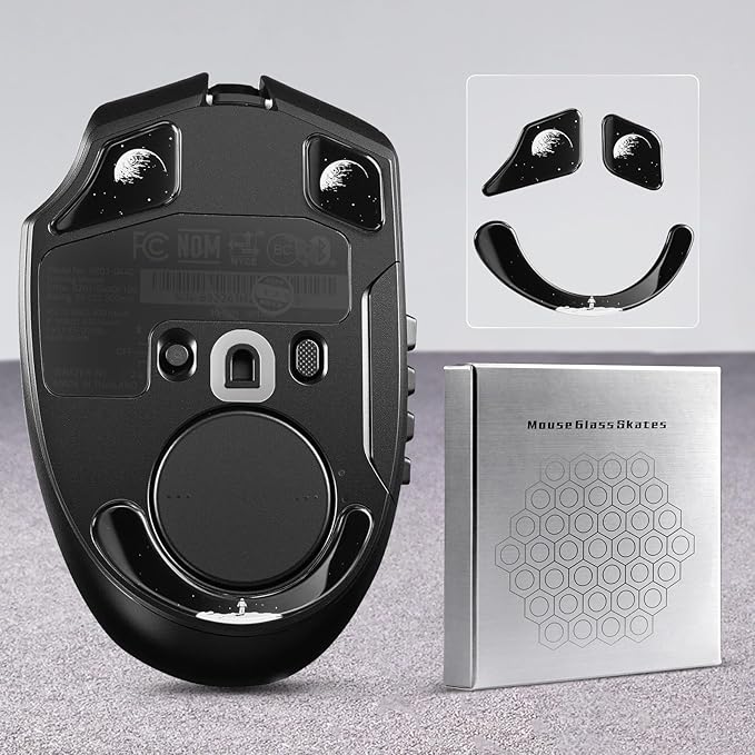 immoenuc Glass Mouse Skates for Razer Naga V2 Pro Wireless Gaming Mouse Feet Pads Smooth Durable Game Mice Accessories Slimmer Toughened Glass Fabrication (Earth Pattern)