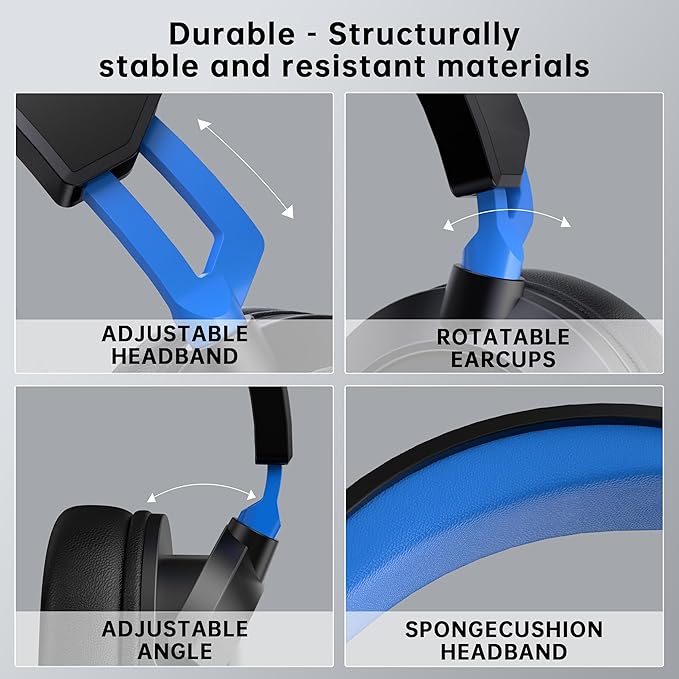Gaming Headset for PS5、PS4、Xbox Series X、Xbox Series S/One、PC、PS5Pro 207g Headset with Clear Mic for Work 𝟐𝟎𝟐𝟔 𝐔𝐩𝐠𝐫𝐚𝐝𝐞 Wired Gaming Headphones with Mic、3.5mm Splitter、79in Cable.Gamer Gifts