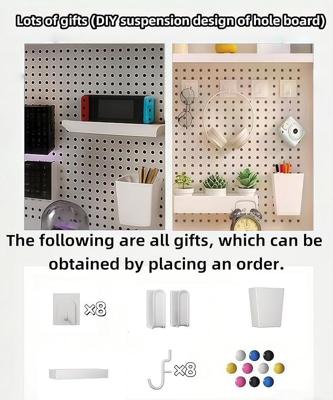 Desktop Hutch Bookshelf,Many Gifts,Metal Desktop Bookcase with pegboard, Desk Shelf, Countertop Storage Organizer Rack for Dorm or Office,Desktop Shelves (White, 45.3" Lx9.9 Wx39 H)