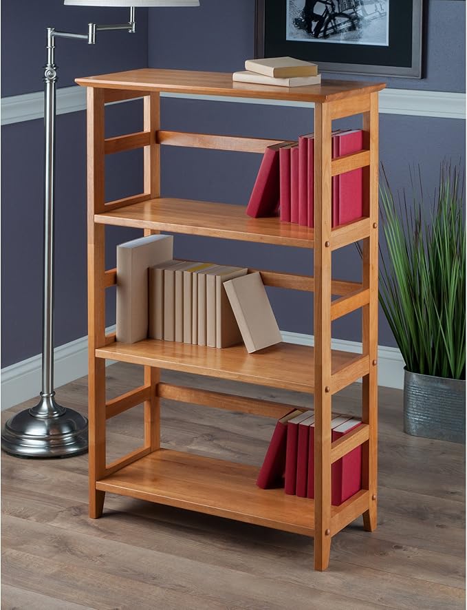 Winsome Studio 3-Tier Bookshelf, Classic Display Bookcase, Functional & Stylish Shelving Unit for Convenient Home Storage in Living Room, Bedroom, Office, Dorm