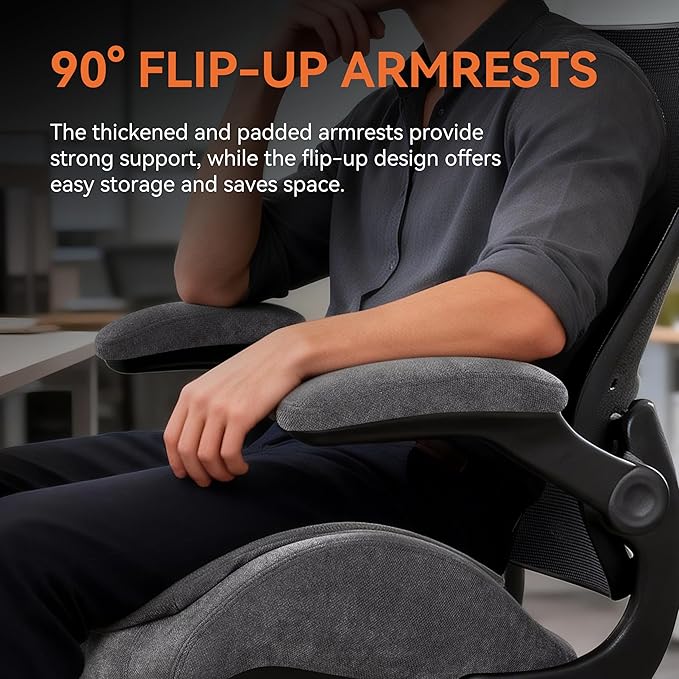 Ergonomic Drafting Chair Tall Office Chair for Standing Desk - 400lbs Mesh Computer Stool with Adjustable Footring, Dual Seat Cushion, and Space-Saving Flip-Up Arms for Counter Height Work