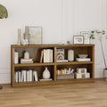 blini Bookshelf Double Wide 64“ 2-Tier Bookcase Vintage Oak 4 Cube Storage Organizer Wooden Bookcases for Bedroom and Home Office Decor Display