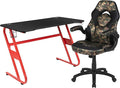 Flash Furniture Red Gaming Desk and Camouflage/Black Racing Chair Set with Cup Holder and Headphone Hook