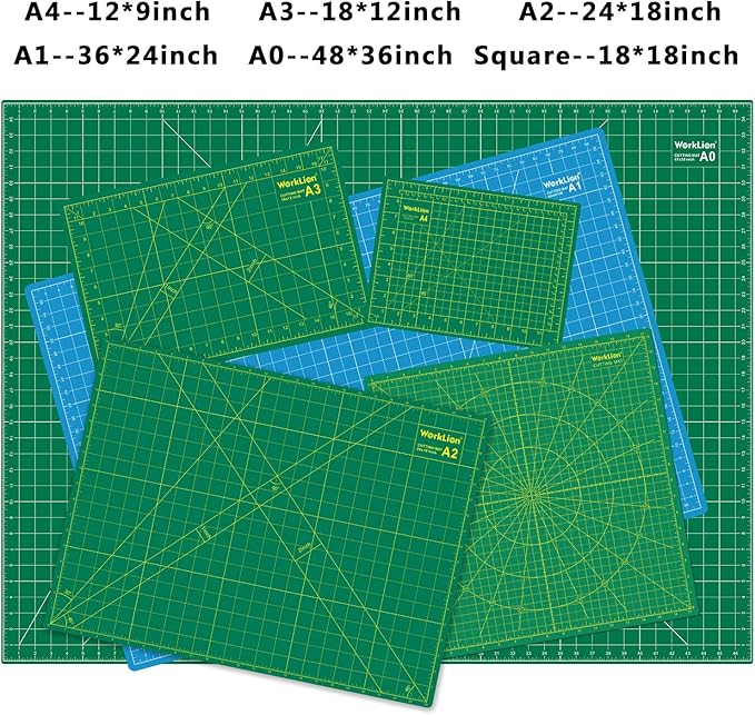 WorkLion 36" x 48" Self Healing Cutting Mat: Double sided 5-Ply Non-Slip - Professional for Scrapbooking & Quilting & Sewing & Arts & Crafts Project (Green)…