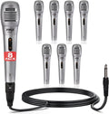 Pyle Professional Dynamic Microphone - 8-Pack Unidirectional Handheld Mic with Built-in Pop Filter, High Signal Output, 6.5 ft. XLR Audio Cable, Ideal for Stage, Karaoke & Studio Performances