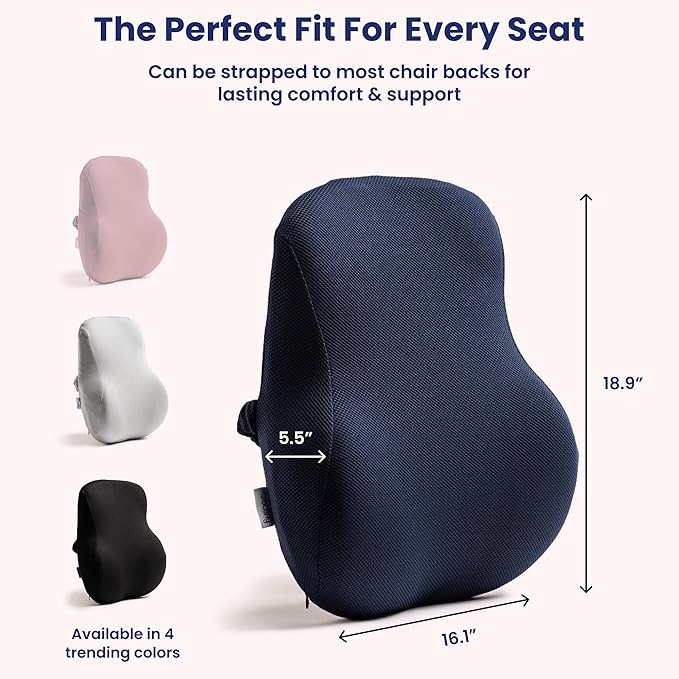 Coushy| Ergonomic Back Relief Cushion| Office Desk Accessories: Chair Cushions, Car Seat Cushion, Office Chair Cushion for Lumbar-Supporting, Support Pillow for Back Pain (Blue)