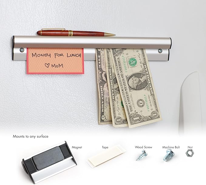 Hangman Clip-It Strip Magnetic Note and Paper Holder-Aluminum (CSA-24)