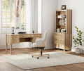 WAMPAT Home Office Furniture Set, 56'' Executive Desk with Charging Station, 72" Tall Bookcase with 3 Drawers, Wood Computer Desk with File Cabinet Storage, Open Shelf, Oak