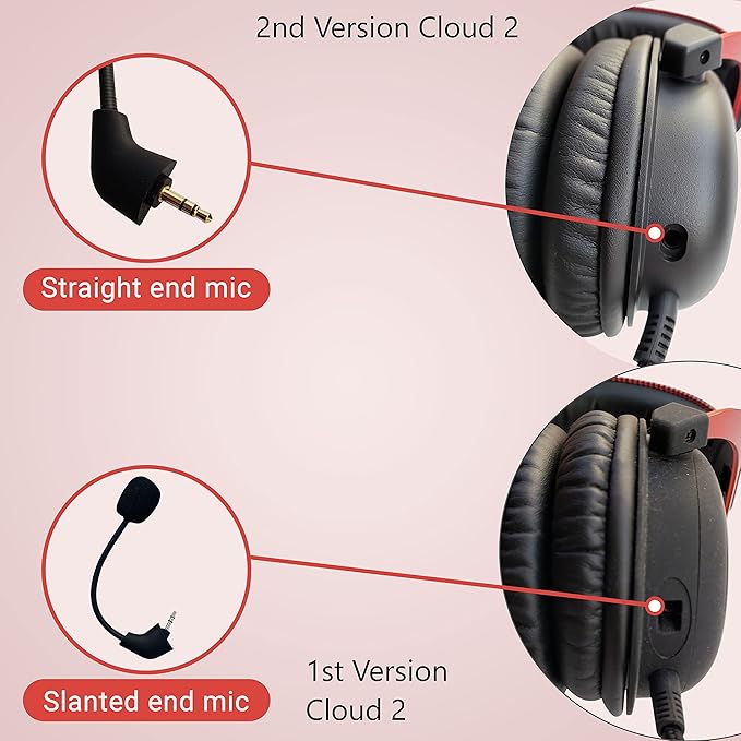 TNE 2-Pack Replacement Boom Mics for Kingston HyperX Cloud 2 II Gaming Headsets - Wired, Cloud Pro, CloudX, PS4, Xbox One, Nintendo Switch, PC