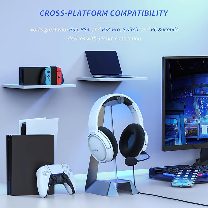 BINNUNE Gaming Headset with Mic for PS4 PS5 Xbox Series X|S Xbox 1 PC NS, Wired Gaming Headphones with Microphone for PS 4|5 Xbox1