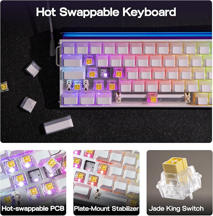 EPOMAKER Aula Hero 68 HE Wired Magnetic Gaming Keyboard, 0.01mm Adjustable Actuation, Rapid Hall Effect Switch, 8kHz Polling, 5-Layer Sound Dampening, RGB Box & Backlight (White Lighthouse)