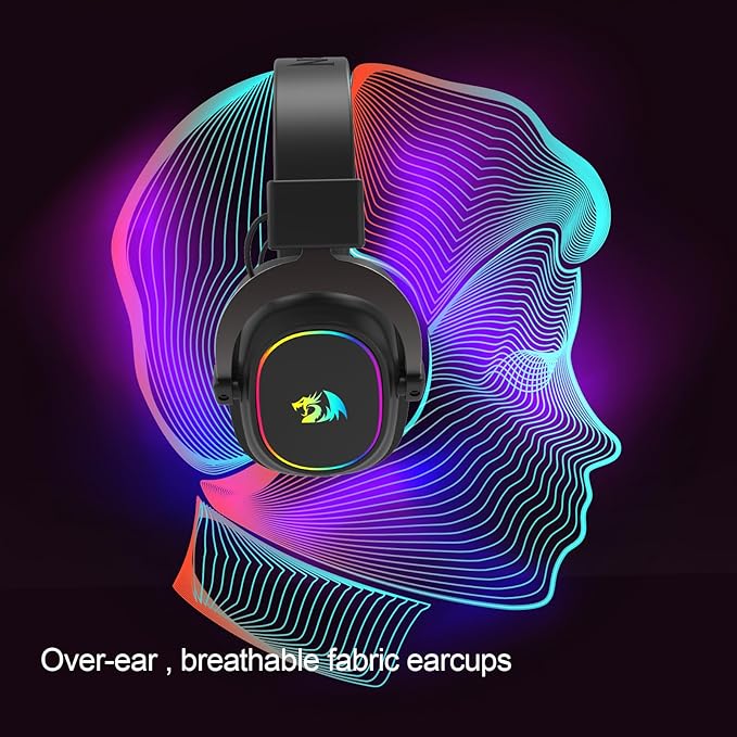 Redragon H510 AK RGB Wired Gaming Headset - 7.1 Surround Sound - 53MM Audio Drivers in Memory Foam Ear Pads w/Replaceable Shell- Multi Platforms Headphone - USB Powered for PC/PS4/NS