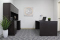 Boss Office Products Holland 71" Executive Desk and Credenza with 2 File Storage Pedestal and Hutch, Mocha