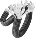 AGPTEK Cable Sleeve, 2Pack 5ft - 1.8 inch Cable Management Desk Cord Cover Organizer Wire Hider for Home Office Computer TV Wire Loom Tubing Pet Proof Cord Protector from Cat Dog Chewing, Black
