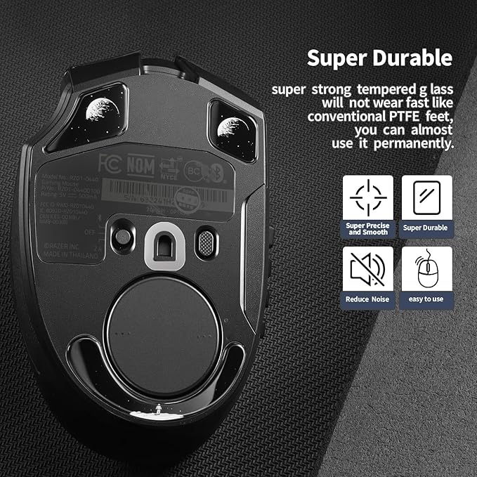 immoenuc Glass Mouse Skates for Razer Naga V2 Pro Wireless Gaming Mouse Feet Pads Smooth Durable Game Mice Accessories Slimmer Toughened Glass Fabrication (Earth Pattern)