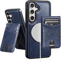 SkyEagle Compatible with Magsafe 2 in 1 Detachable Galaxy S25 Wallet Case with Card Holder,Women Men Magnetic PU Leather RFID Blocking Flip Kickstand Credit Slots for Galaxy S25 6.2",Blue