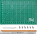WA Portman 12x18 Inch Self Healing Cutting Mats for Crafts – Fabric Cutting Mat with Precision Craft Knife, 10#11 Hobby Knife Blades & Metal Ruler 18 Inch Cork Backed Ruler – All-in-One Craft Kit