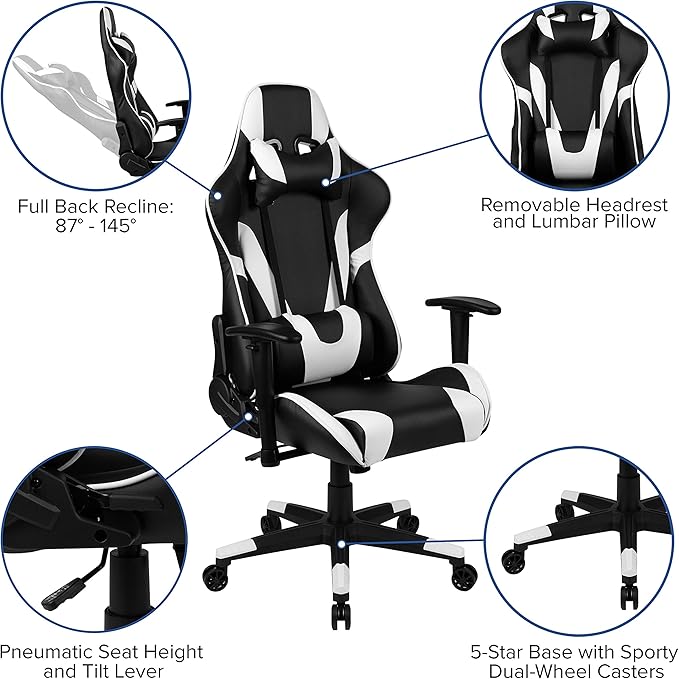 Flash Furniture Optis Black Gaming Desk and Black Reclining Gaming Chair Set with Cup Holder, Headphone Hook, and Monitor/Smartphone Stand