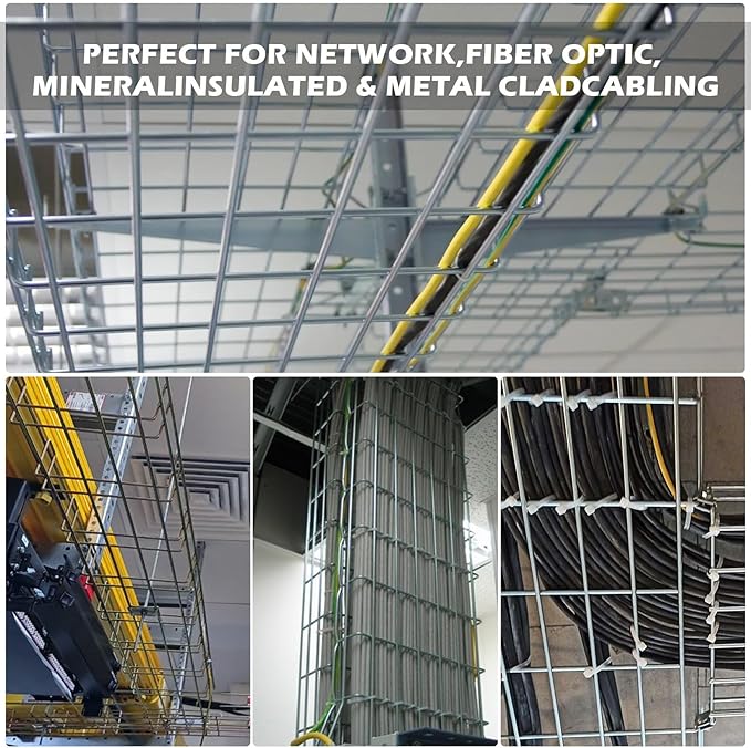 Wire Mesh Cable Tray, 60" x 18" x 4", | Zinc Plated Steel Cable Management Rack, Adjustable Cable Basket for Network, AV, Fiber Optic, Garage & Office Use(2Pcs)