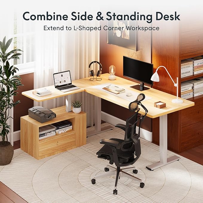 FLEXISPOT H7 CAB Computer Workstation Storage Cabinet, Modular Under Desk File Pedestal, Mobile Office Drawer Cabinet for Standing Desk Setup, Home Office Organization System(Maple)
