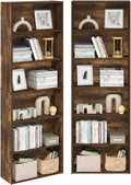 Furinno Jaya Book Shelf Set of 2, 6-Tier Bookshelf, Bookcase, 9.5 x 24.6 x 71, for Home Office, Living Room, Amber Pine