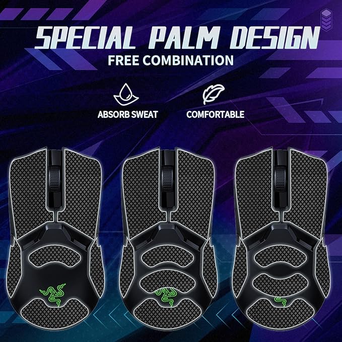 TALONGAMES Mouse Anti Slip Grip Tape Compatible with Razer Viper/Viper Ultimate Gaming Mouse, Palm Sweat Absorption, Thin 0.5mm,Cut to Fit, Easy to Apply, Mouse Skin