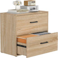 2 Drawer Lateral File Cabinets, Wooden File Cabinets for Home Office, Large Office Filing Cabinet with Drawer, Printer Stand for Hanging Files/Letter/Legal Size, Oak