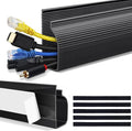 Cable Management Under Desk, 32in (2x15.75in) J Channel, Self Adhesive Cable Raceways Channel, Easy to Install Cord Cover Hider Desk Cord Organizer Electrical Black