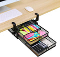 ROSYLINE Under Desk & Desktop Drawer Organizer - 2-Tier Metal Slide Out Drawers Organizer, Storage for Home Office Desk (Black)