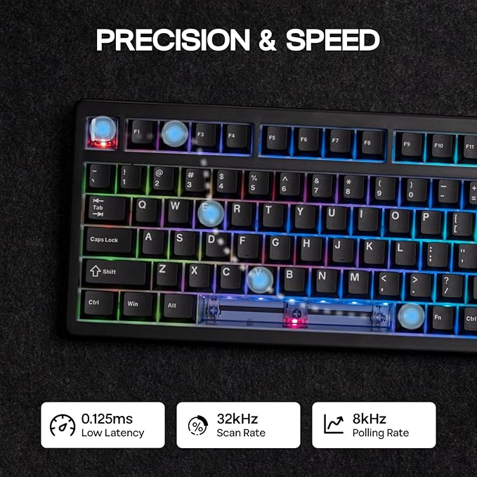 EPOMAKER HE80 Hall Effect Gaming Keyboard, 8K Polling & 32K Scan, Creamy Gasket, DKS, SOCD, Hot-Swappable, RGB Backlit, Wired Gaming Keyboard for PC & Mac (Black)
