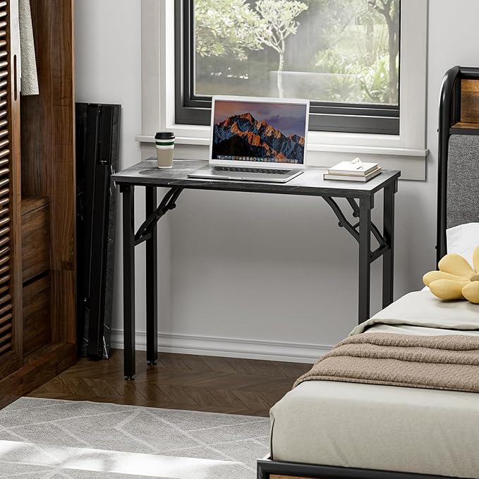 TEMI Foldable Compact Desk – Marble Greige (35.8")