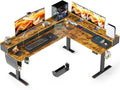 WALKINGDESK 75 Inches Height Adjustable L Shaped Standing Desk with 5 Drawers and Monitor Shelf, Electric Sit to Stand Home Office Comupter Table, Ergonomic Corner Gaming Desk, Rustic Brown