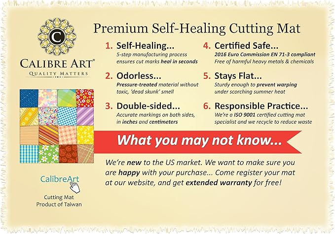 Self Healing Rotary Cutting Mat, Full 9x12, Best for Quilting Sewing | Warp-Proof & Odorless (Not From China)