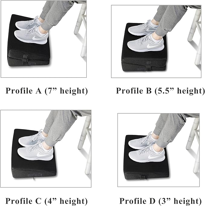 InteVision 4-in-1 Footrest for Added Height - Premium Foam Foot Cushion Works Great for Under Desk or bar - Will not Slide on Any Surface