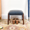 Small Foot Rest Ottoman, 11.8" H PU Leather Rectangle Foot Stool with Non-Skid Wood Legs, Small Foot Step Footstool Sofa Footrest for Couch, Desk, Office, Purplish Blue