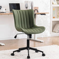 YOUNIKE Olive Green Office Desk Chair with Wheels Armless Compact Comfy Vanity Chair with Adjustable Back Modern Small Faux Leather Upholstered Swivel Cute Rolling Computer Task Chair No Arms