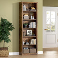 BORNOON 75" Tall Bookshelf, 6-Tier Floor Standing Bookcase with 2 Adjustable Shelves, 24" Wide Open Storage Shelf, Modern Display Organizer for Home Office, Living Room, Bedroom, Study