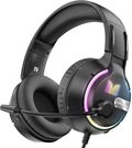 Monster Mission 320 Gaming Headset for PS5, PS4PC,Switch,Noise Cancelling Over Ear Headphones with Mic, LED Light, 7.1 Surround Sound,Gifts