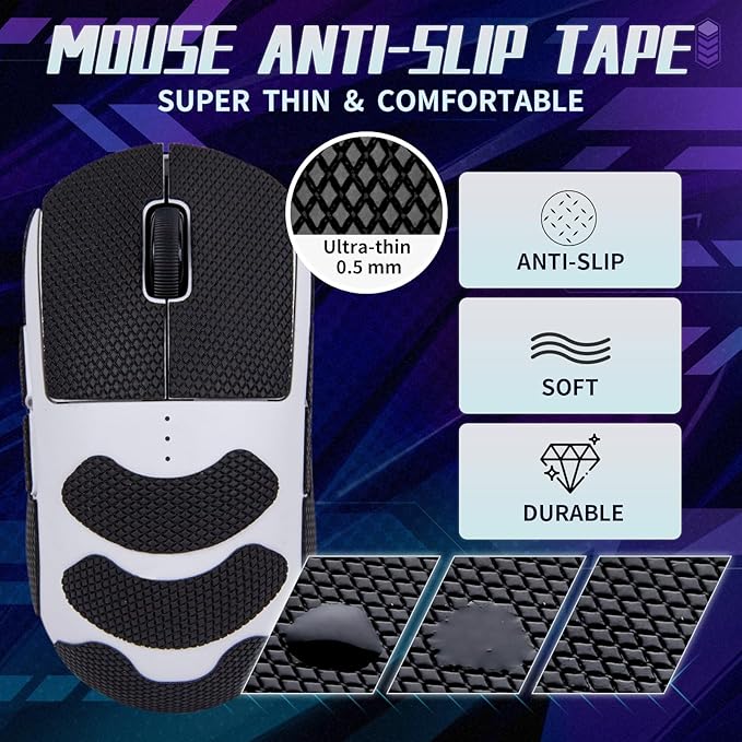 TALONGAMES Mouse Anti Slip Grip Tape Compatible with Logitech G PRO 2 Lightspeed Wireless Gaming Mouse, Palm Sweat Absorption, Thin 0.5mm, Cut to Fit, Easy to Apply, Mouse Skin
